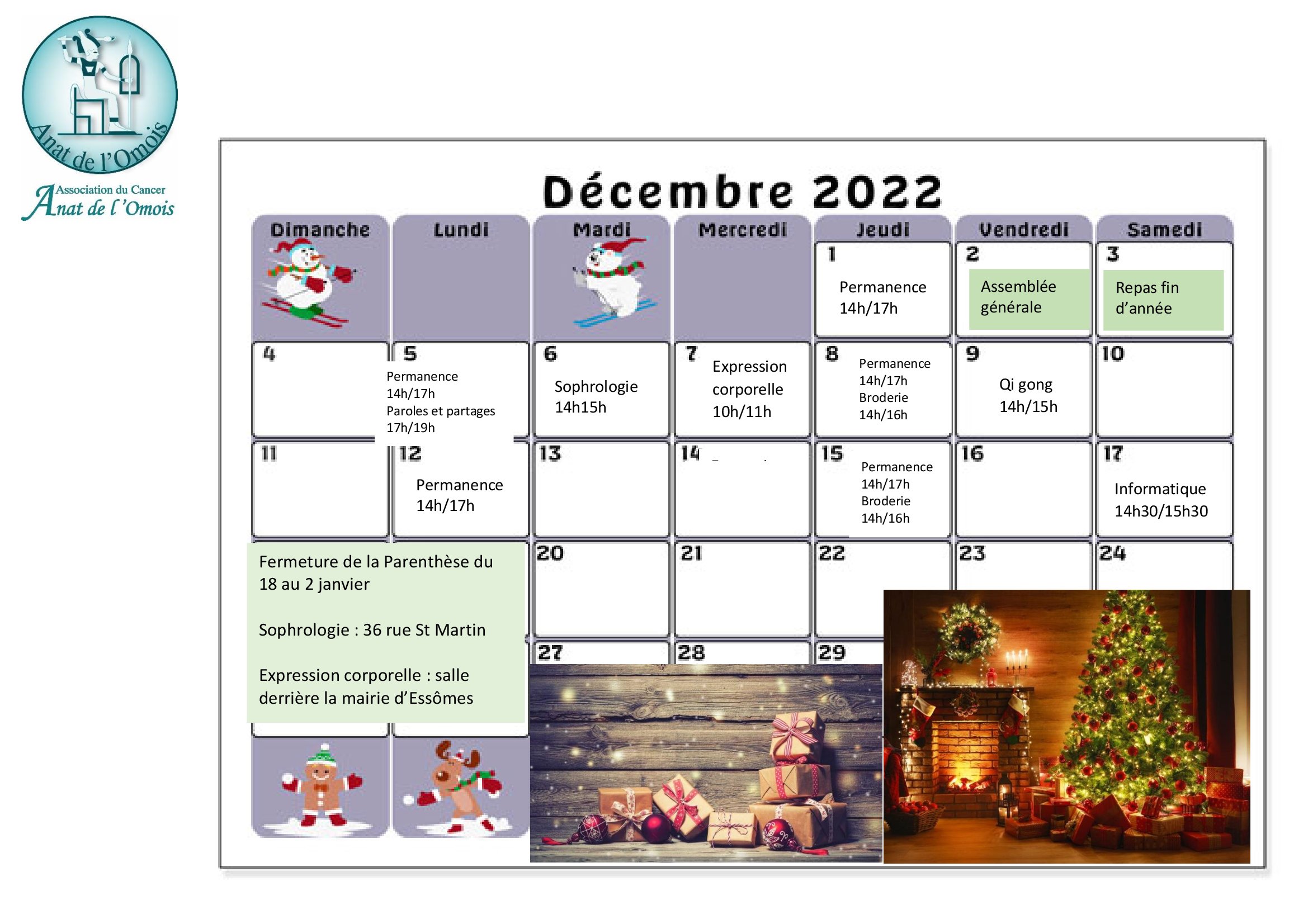 Planning de Décembre 2022